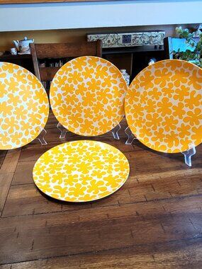 4 Marimekko for Target Melamine Dinner Plates Yellow White Koppelo 10 3/8"